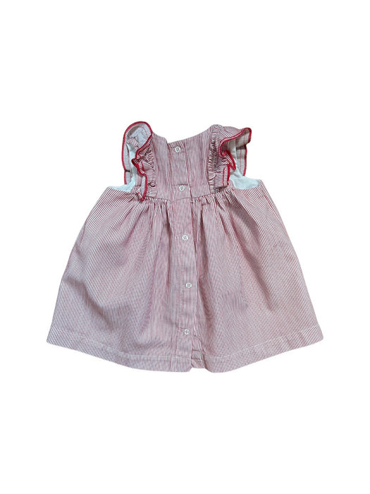 A Red Sleeveless Dresses from Petit Bateau in size 3-6M for girl. (Back View)