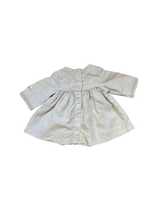 A Grey Long Sleeve Dresses from Petit Bateau in size 0-3M for girl. (Back View)