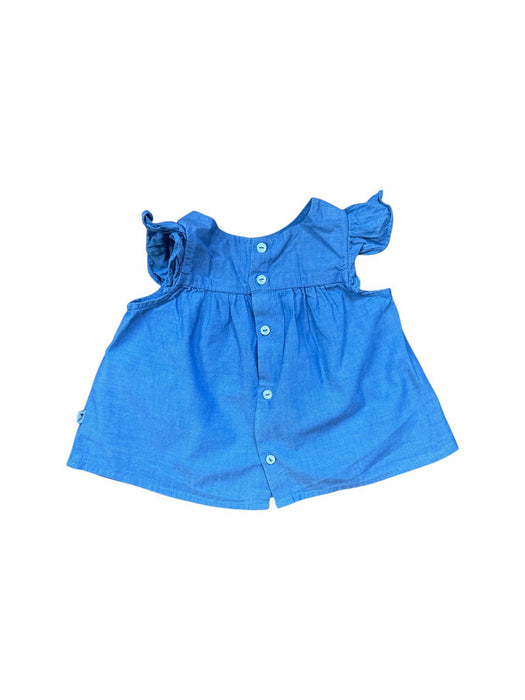 A Blue Sleeveless Tops from Jacadi in size 6-12M for girl. (Back View)