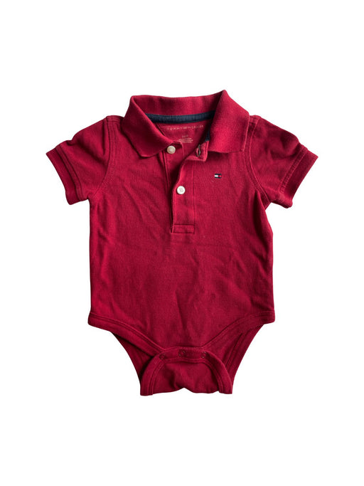 A Red Short Sleeve Bodysuits from Tommy Hilfiger in size 3-6M for neutral. (Front View)