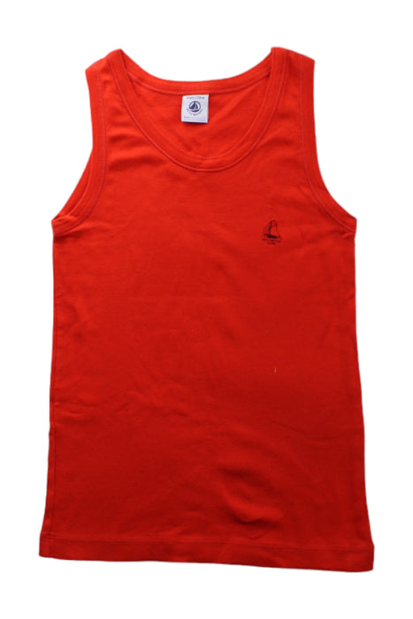 A Red Sleeveless T Shirts from Petit Bateau in size 10Y for boy. (Front View)