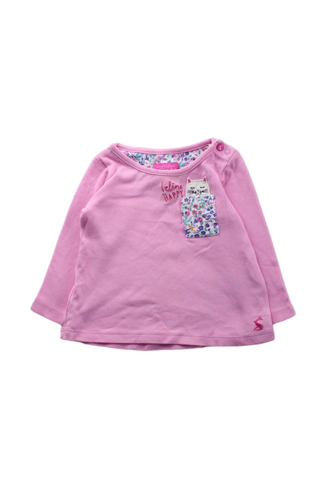 A Pink Long Sleeve T Shirts from Joules in size 0-3M for girl. (Front View)