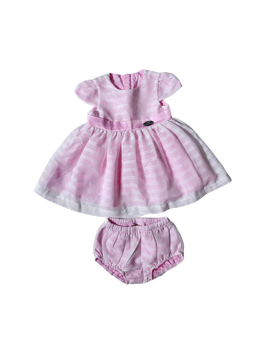 A Pink Short Sleeve Dresses from Chickeeduck in size 6-12M for girl. (Front View)