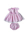 A Pink Short Sleeve Dresses from Chickeeduck in size 6-12M for girl. (Front View)