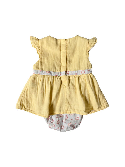 A Yellow Short Sleeve Dresses from Chickeeduck in size 12-18M for girl. (Back View)