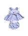 A Blue Sleeveless Dresses from Periwinkle in size 3-6M for girl. (Back View)