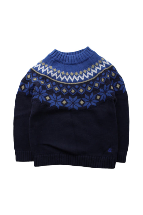 A Blue Knit Sweaters from Petit Bateau in size 4T for boy. (Front View)