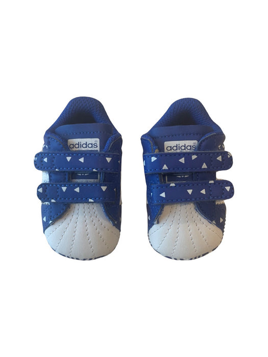 A Blue Sneakers from Adidas in size Newborn for neutral. (Front View)