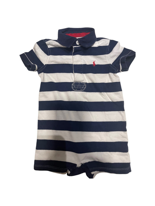 A Blue Short Sleeve Rompers from Ralph Lauren in size 6-12M for boy. (Front View)