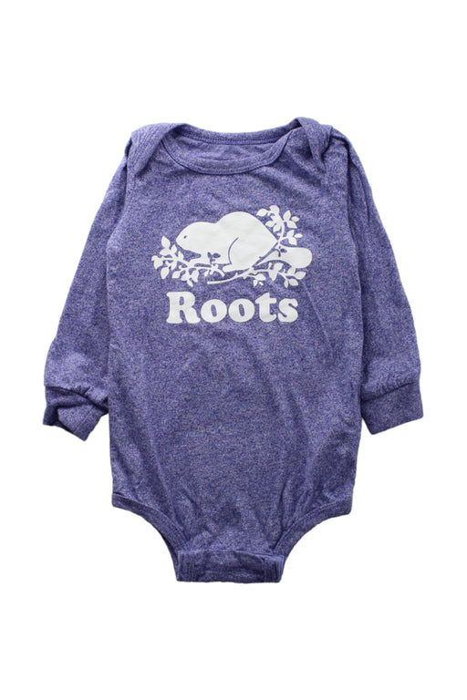 A Purple Long Sleeve Bodysuits from Roots in size 12-18M for neutral. (Front View)