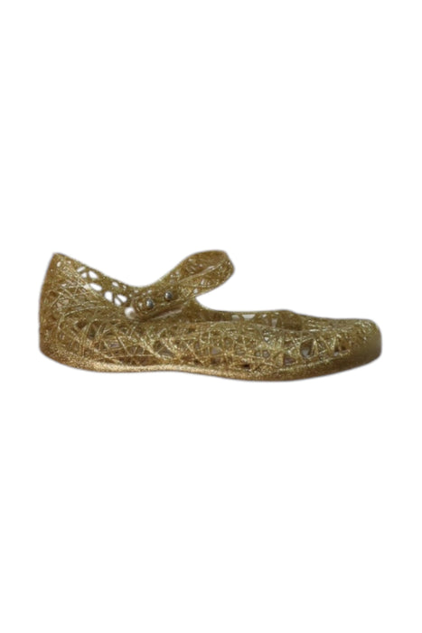 A Gold Flats from Mini Melissa in size 4T for girl. (Front View)