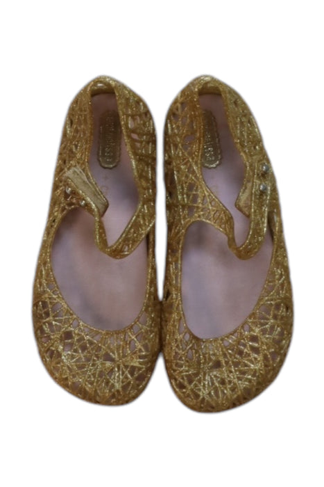 A Gold Flats from Mini Melissa in size 4T for girl. (Back View)