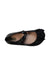 A Black Flats from Mini Melissa in size 4T for girl. (Front View)