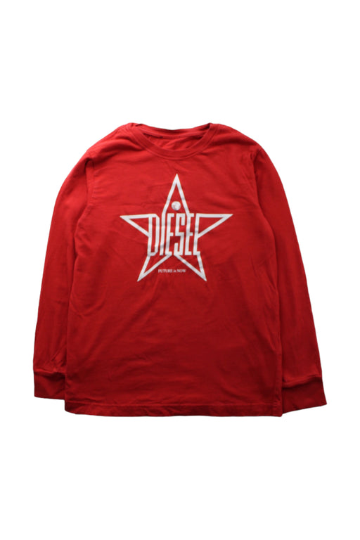 A Red Long Sleeve T Shirts from Diesel in size 10Y for boy. (Front View)