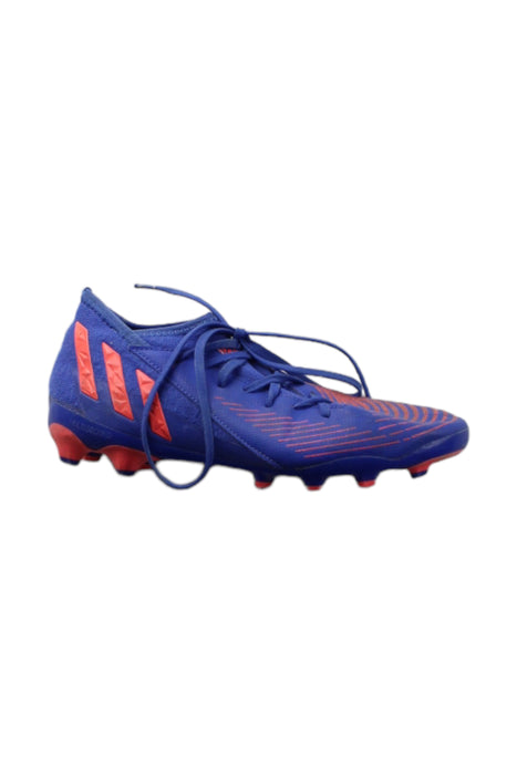 A Blue Cleats/Soccer Shoes from Adidas in size 12Y for boy. (Front View)