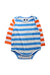 A Blue Long Sleeve Bodysuits from A for Apple in size 6-12M for boy. (Front View)