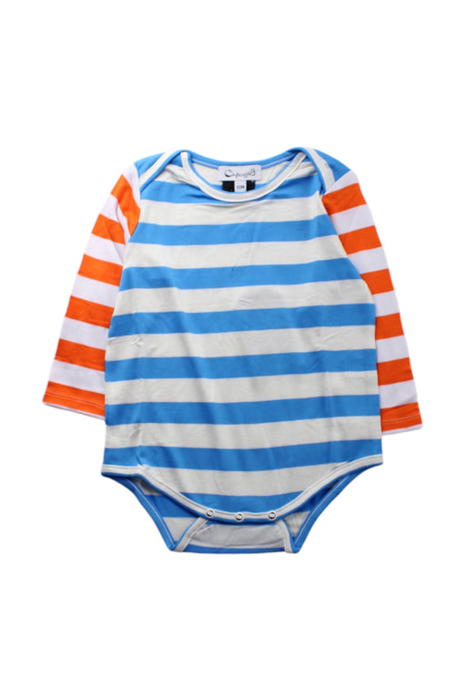 A Blue Long Sleeve Bodysuits from A for Apple in size 6-12M for boy. (Front View)