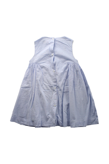 A Blue Sleeveless Dresses from Cyrillus in size 3T for girl. (Back View)