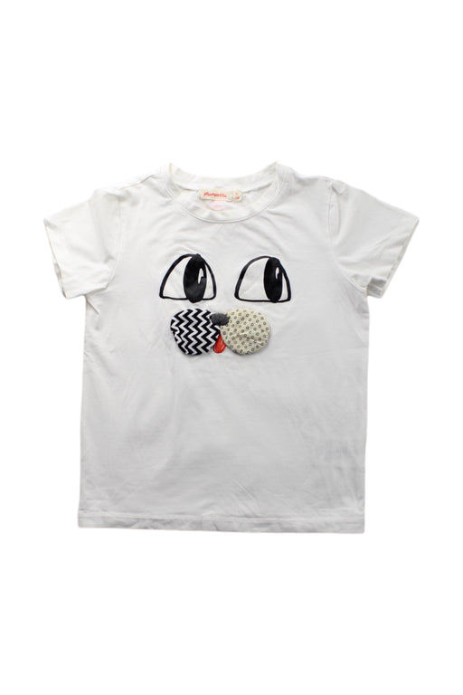 A White Short Sleeve T Shirts from Momonittu in size 4T for girl. (Front View)