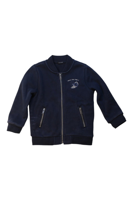 A Navy Zippered Sweatshirts from IKKS in size 3T for boy. (Front View)