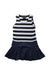 A Navy Sleeveless Dresses from A for Apple in size 4T for girl. (Front View)