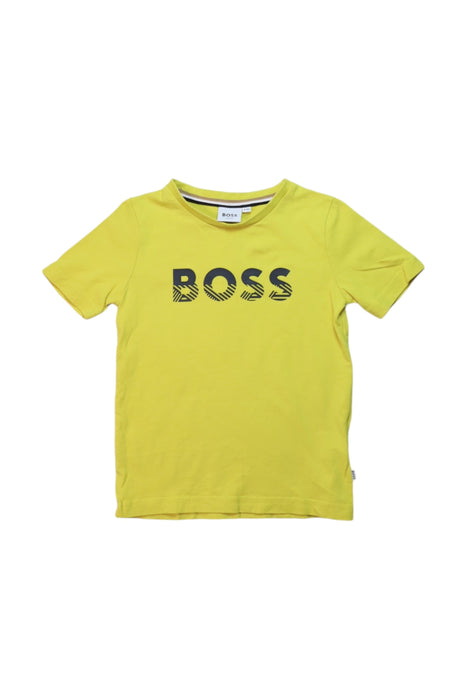 A Yellow Short Sleeve T Shirts from Boss in size 4T for boy. (Front View)