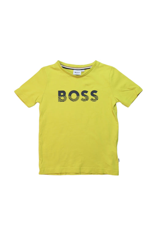 A Yellow Short Sleeve T Shirts from Boss in size 4T for boy. (Front View)