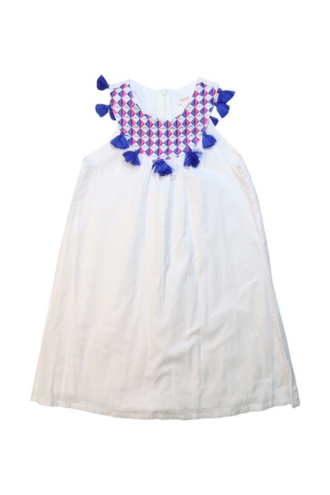 A Multicolour Sleeveless Dresses from Seed in size 5T for girl. (Front View)