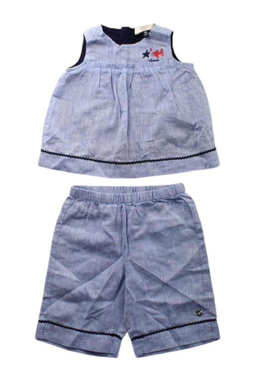 A Blue Shorts Sets from Armani in size 3-6M for girl. (Front View)