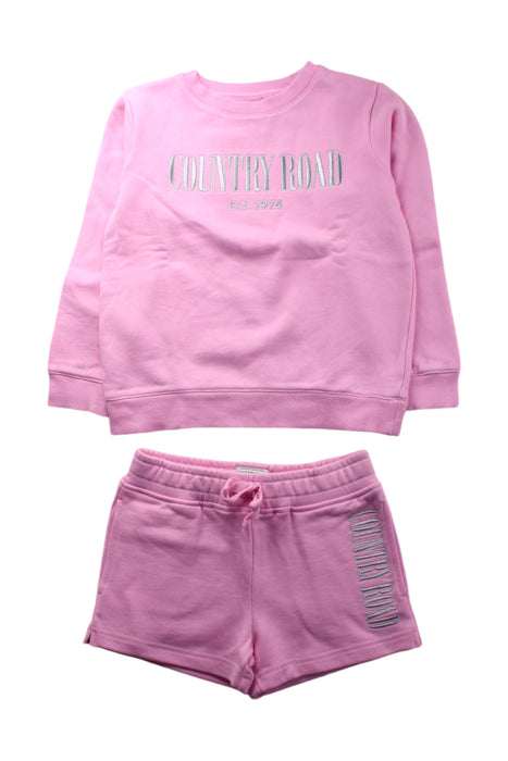 A Pink Shorts Sets from Country Road in size 6T for girl. (Front View)