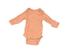 A Peach Long Sleeve Bodysuits from Mori in size 0-3M for girl. (Front View)