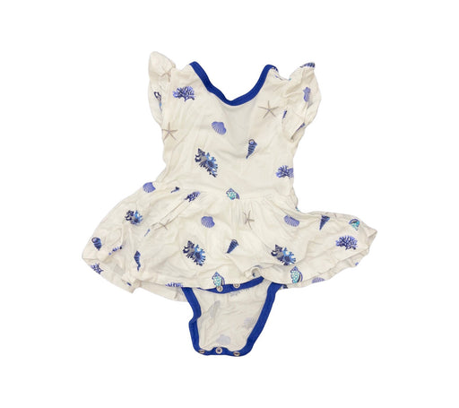 A White Short Sleeve Bodysuits from Kyte Baby in size 0-3M for girl. (Front View)