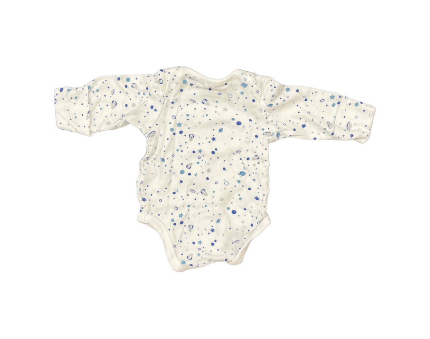 A White Long Sleeve Bodysuits from Mori in size 0-3M for neutral. (Back View)