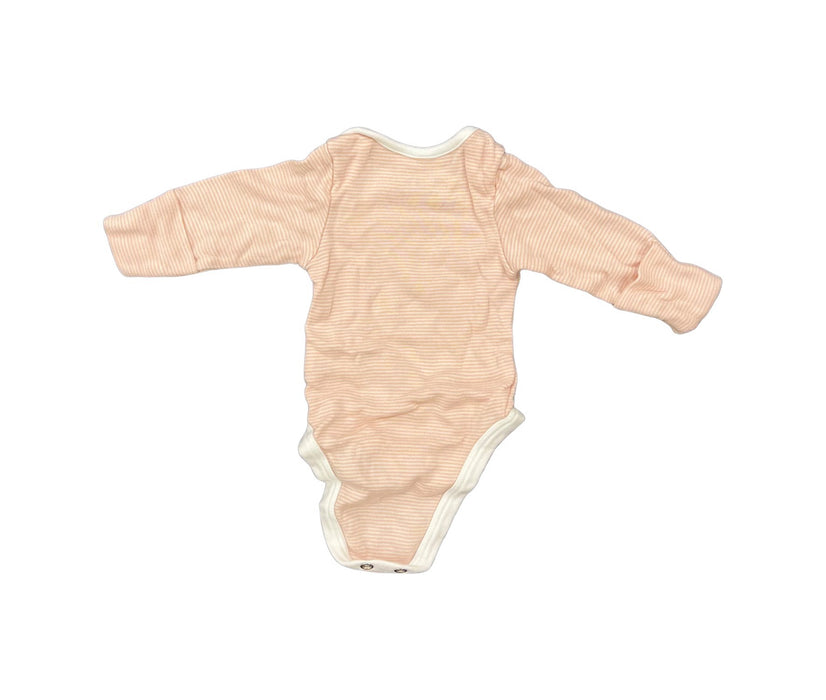 A Pink Long Sleeve Bodysuits from Mori in size Newborn for girl. (Back View)