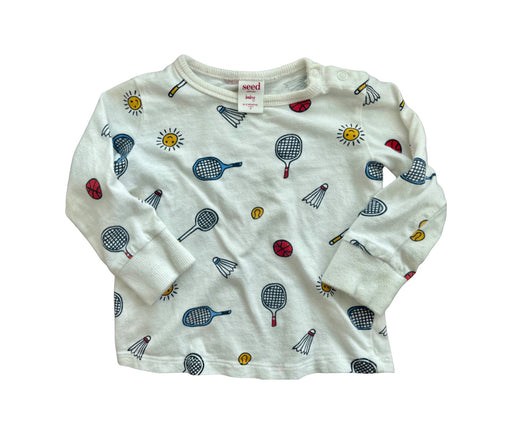 A White Long Sleeve T Shirts from Seed in size 6-12M for neutral. (Front View)