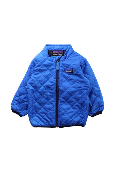 A Blue Puffer/Quilted Jackets from Patagonia in size 3-6M for boy. (Front View)