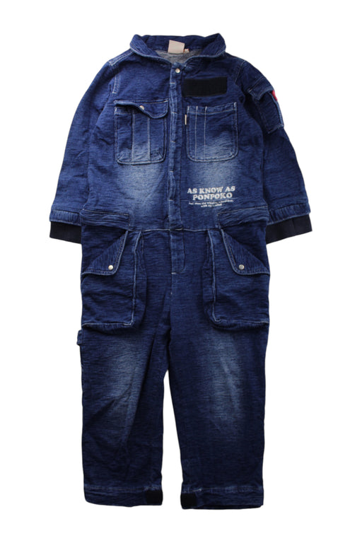 A Blue Long Sleeve Jumpsuits from As Know As Ponpoko in size 7Y for boy. (Front View)