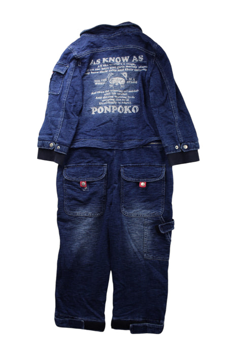 A Blue Long Sleeve Jumpsuits from As Know As Ponpoko in size 7Y for boy. (Back View)