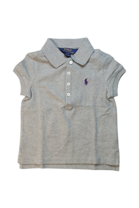 A Grey Short Sleeve Polos from Polo Ralph Lauren in size 4T for girl. (Front View)