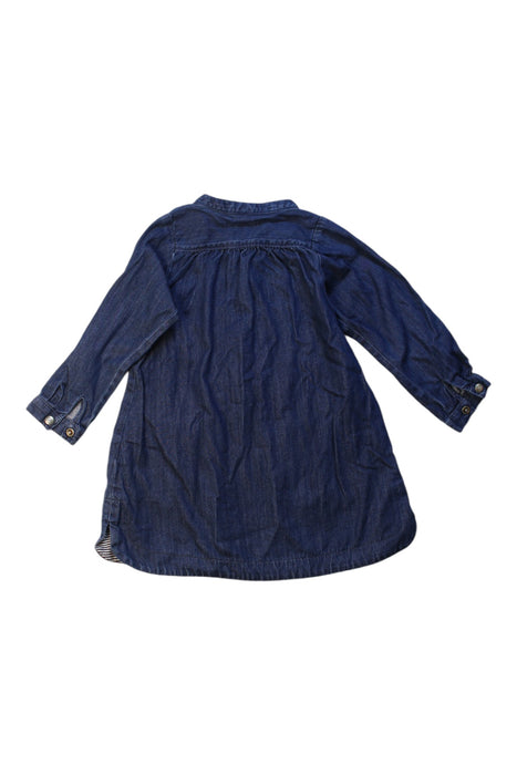 A Navy Long Sleeve Dresses from Petit Bateau in size 3T for girl. (Back View)