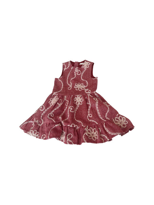 A Burgundy Sleeveless Dresses from Chickeeduck in size 3T for girl. (Front View)