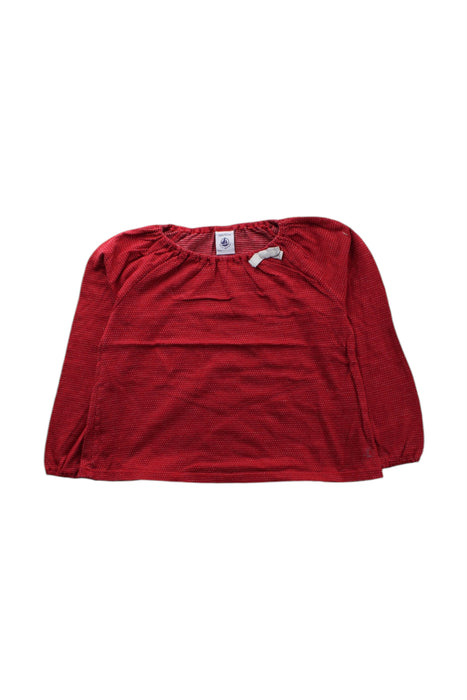 A Red Long Sleeve Tops from Petit Bateau in size 4T for girl. (Front View)