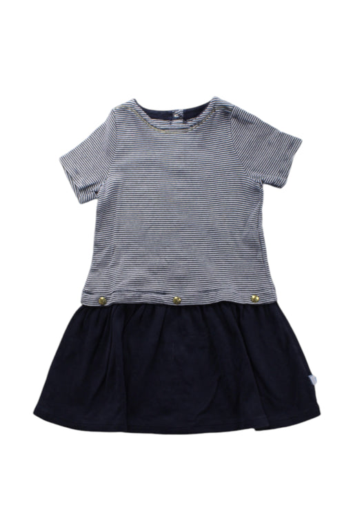 A Blue Short Sleeve Dresses from Petit Bateau in size 2T for girl. (Front View)