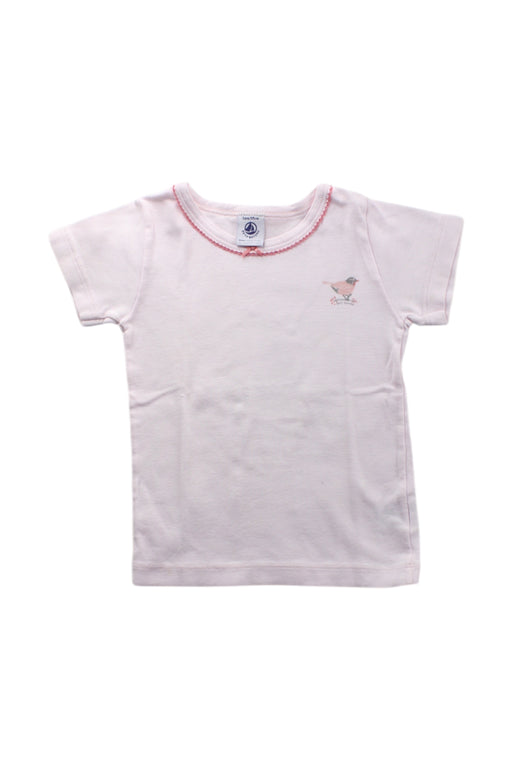 A Pink Short Sleeve T Shirts from Petit Bateau in size 3T for girl. (Front View)