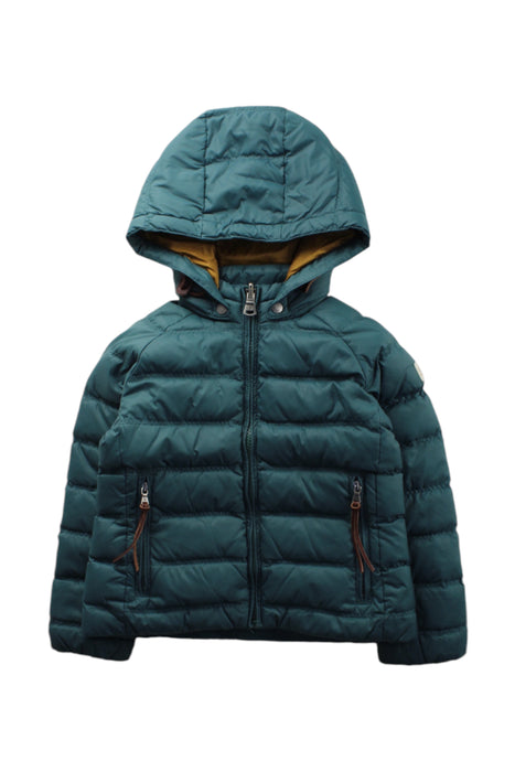 A Green Puffer/Quilted Jackets from Aigle in size 4T for neutral. (Front View)