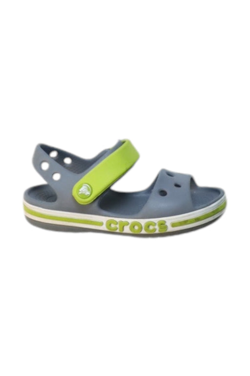 A Green Sandals from Crocs in size 3T for boy. (Front View)