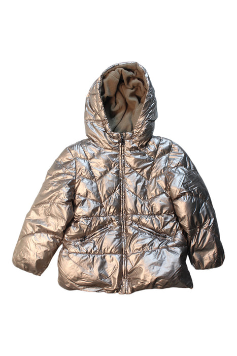 A Metallic Puffer/Quilted Jackets from Mayoral in size 5T for girl. (Front View)