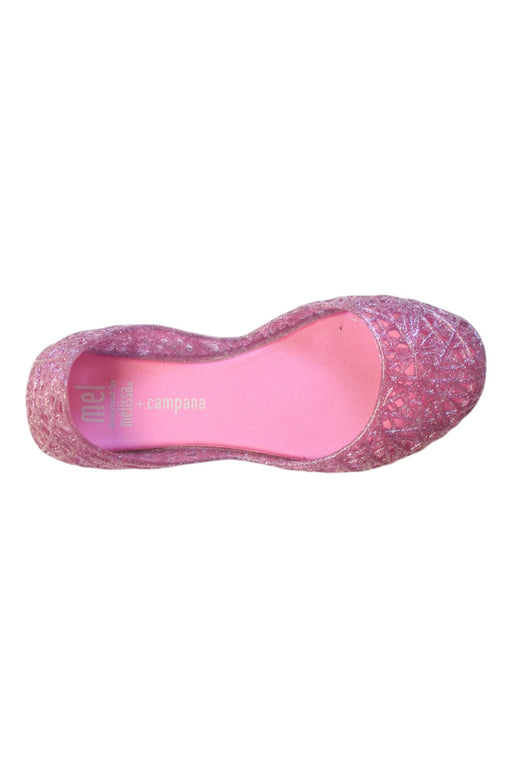 A Pink Flats from Mini Melissa in size 5T for girl. (Front View)