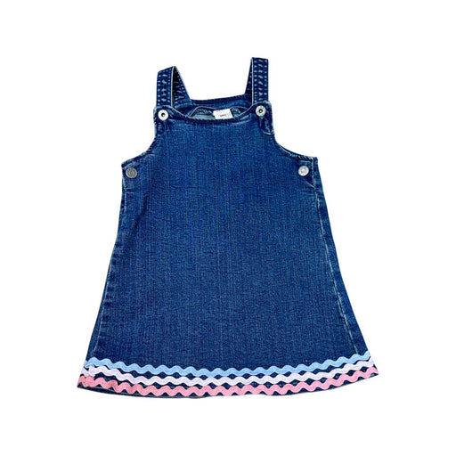 A Blue Overall Dresses from Seed in size 18-24M for girl. (Front View)