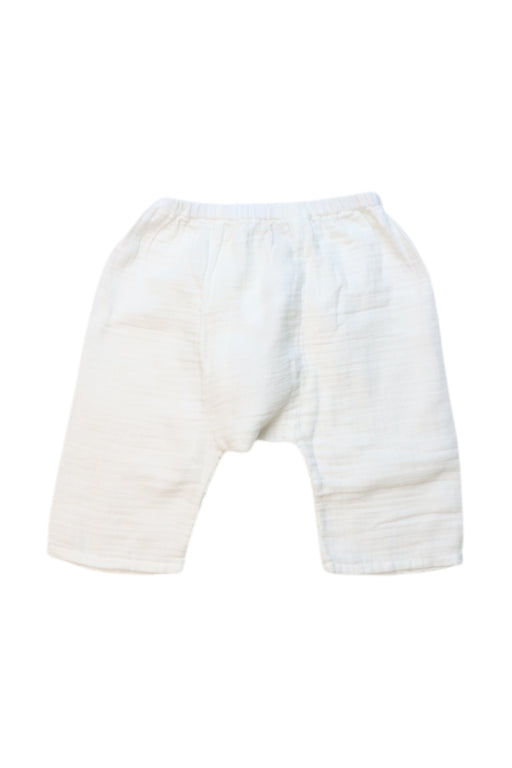 A White Casual Pants from Bonton in size 3-6M for girl. (Front View)